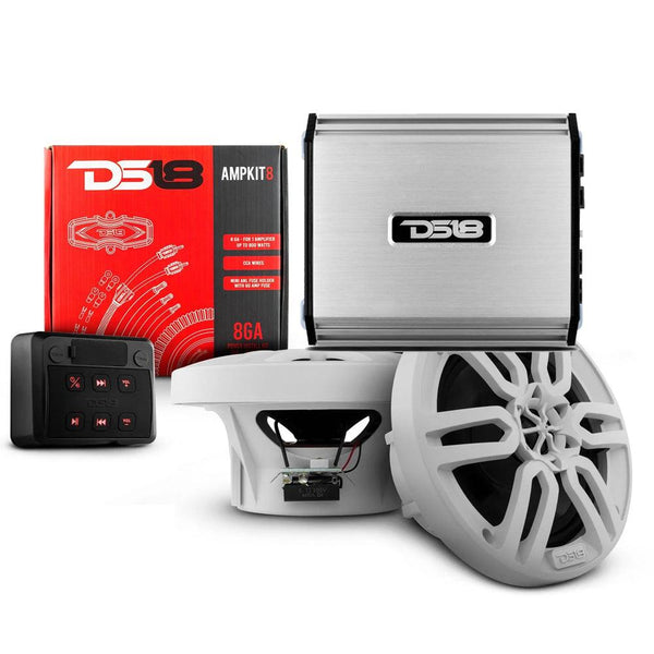 DS18 Golf Cart Package w/6.5" White Speakers, Amplifier, Amp Kit  Bluetooth Remote [6.5GOLFCART-WHITE] - Essenbay Marine
