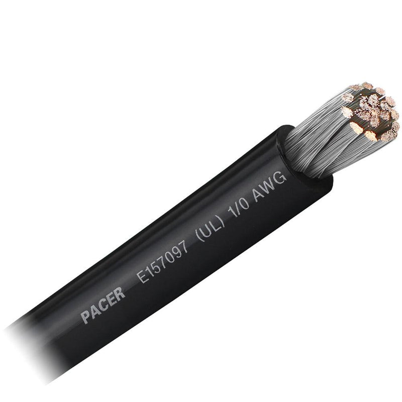 Pacer Black 1/0 AWG Battery Cable - Sold By The Foot [WUL1/0BK-FT] - Essenbay Marine