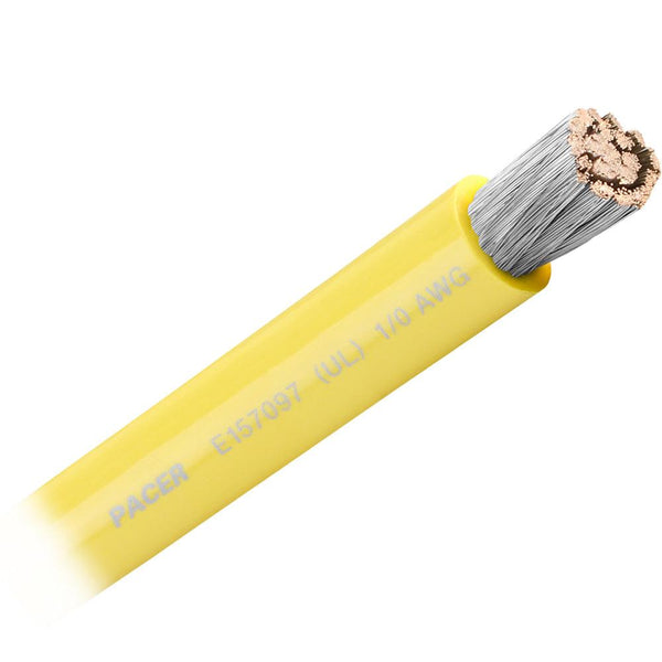 Pacer Yellow 1/0 AWG Battery Cable - Sold By The Foot [WUL1/0YL-FT] - Essenbay Marine