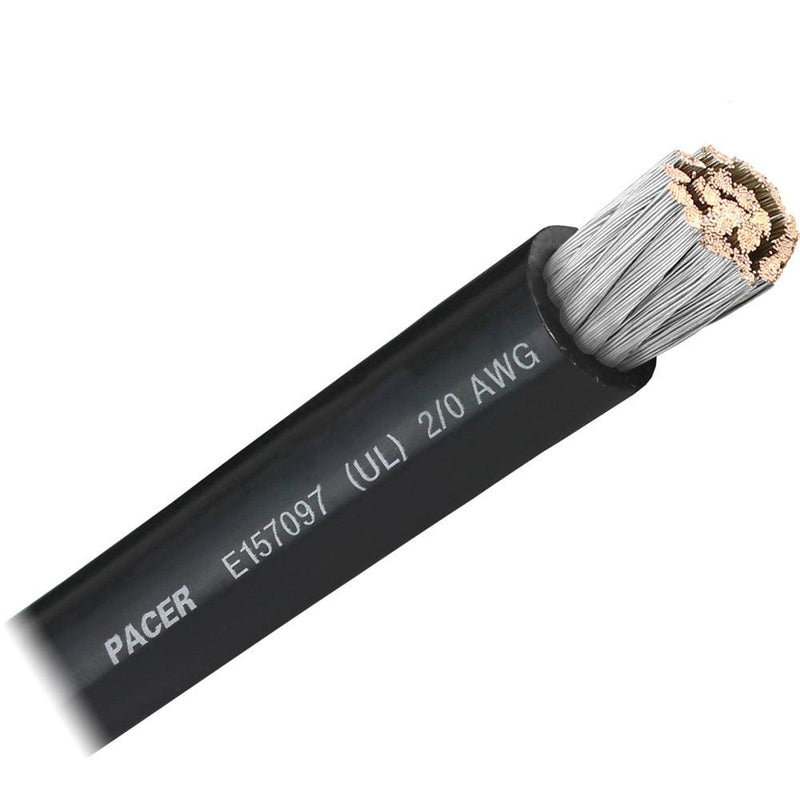 Pacer Black 2/0 AWG Battery Cable - Sold By The Foot [WUL2/0BK-FT] - Essenbay Marine