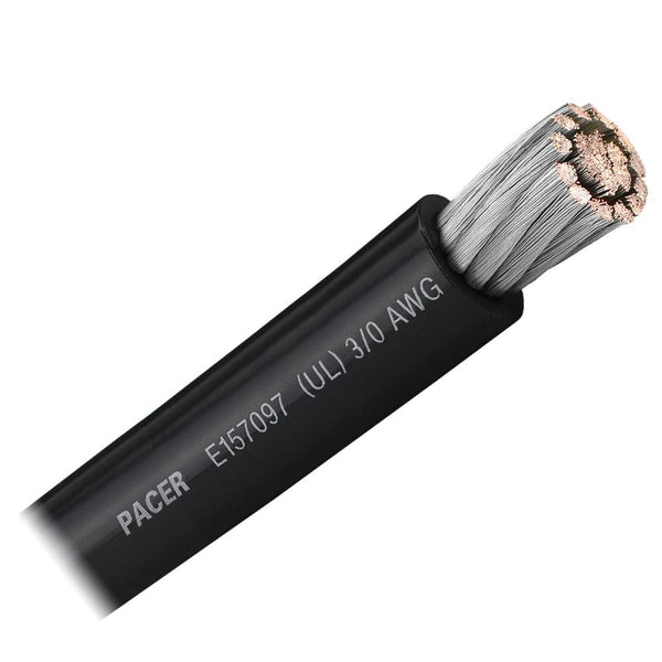 Pacer Black 3/0 AWG Battery Cable - Sold By The Foot [WUL3/0BK-FT] - Essenbay Marine