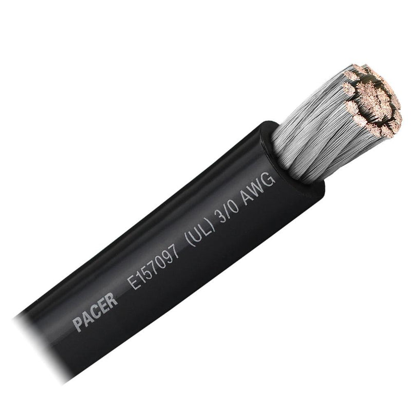 Pacer Black 3/0 AWG Battery Cable - Sold By The Foot [WUL3/0BK-FT] - Essenbay Marine