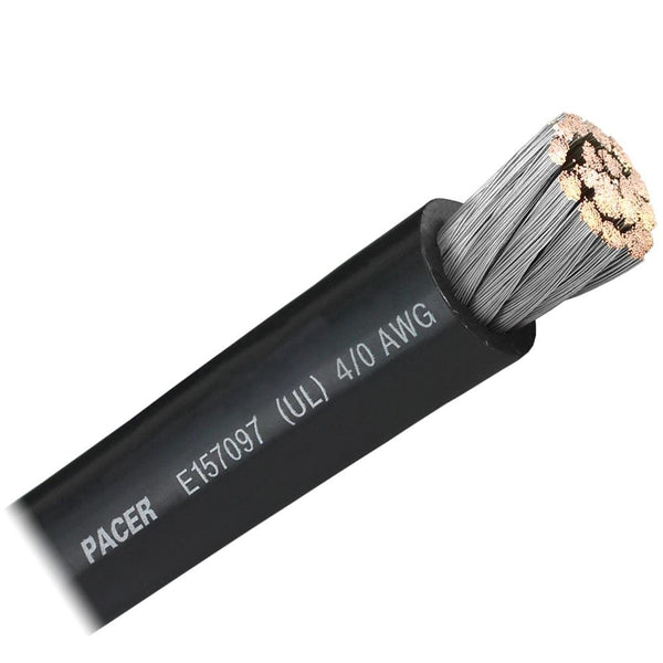 Pacer Black 4/0 AWG Battery Cable - Sold By The Foot [WUL4/0BK-FT] - Essenbay Marine