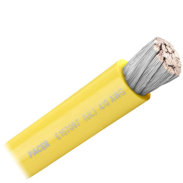 Pacer Yellow 4/0 AWG Battery Cable - Sold By The Foot [WUL4/0YL-FT] - Essenbay Marine