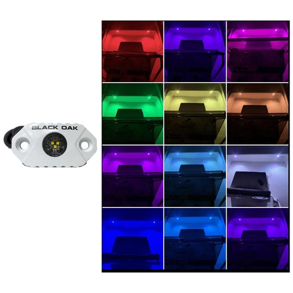 Black Oak Rock Accent Light - RGB - White Housing [MAL-RGB] - Essenbay Marine