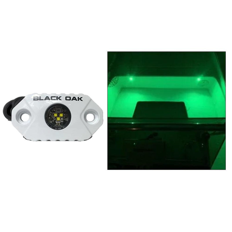 Black Oak Rock Accent Light - Green - White Housing [MAL-G] - Essenbay Marine