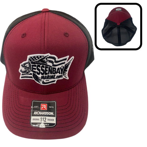 Essenbay Marine Cardinal & Black Trucker Cap / Hat with Black & White Patch - Essenbay Marine