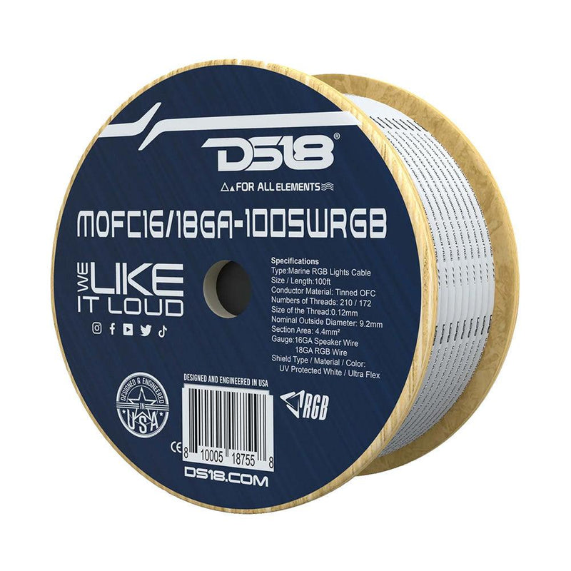 DS18 Marine Tinned OFC 18GA RGB Wire w/16GA Speaker Wire - 100 Spool [MOFC16/18GA-100SWRGB] - Essenbay Marine