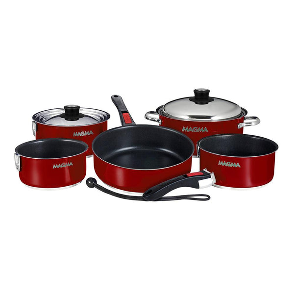Magma Nestable 10 Piece Induction Non-Stick Enamel Finish Cookware Set - Magma Red [A10-366-MR-2-IN] - Essenbay Marine