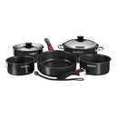 Magma Nestable 10 Piece Induction Non-Stick Enamel Finish Cookware Set - Jet Black [A10-366-JB-2-IN] - Essenbay Marine