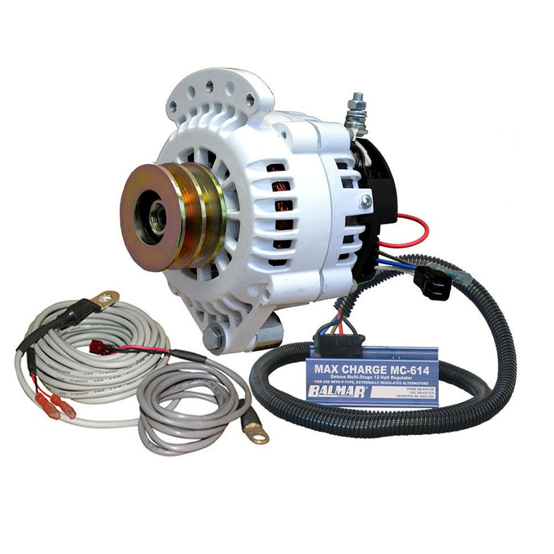 Balmar Alternator 100 AMP Kit 12V 1-2" Single Foot Spindle Mount Dual Vee Pulley Regulator  Temp Sensor [621-VUP-MC-100-DV] - Essenbay Marine