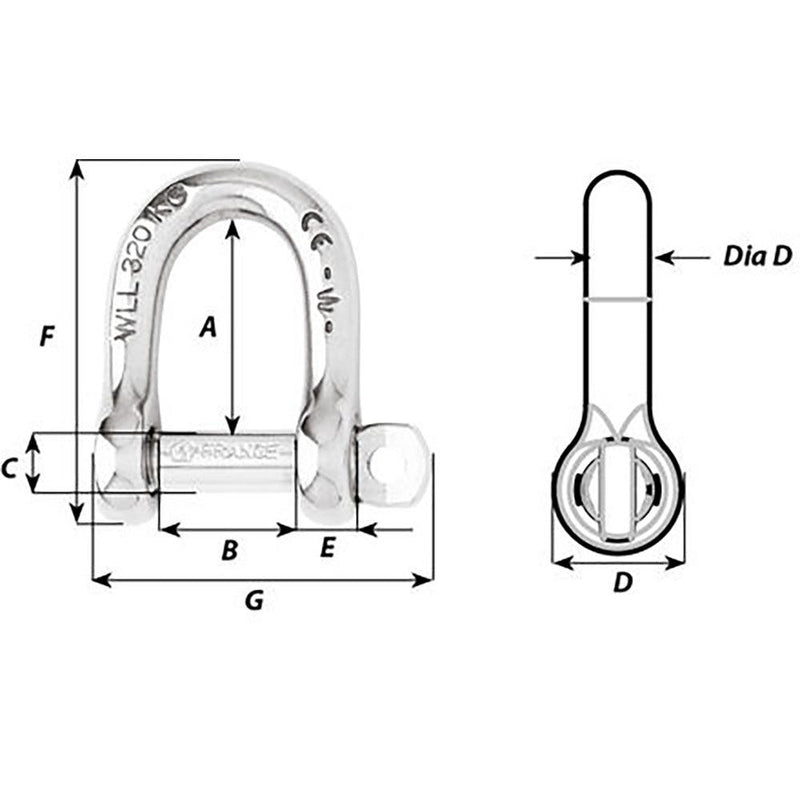 Wichard Self-Locking D Shackle - 12mm Diameter - 15/32" [01206] - Essenbay Marine