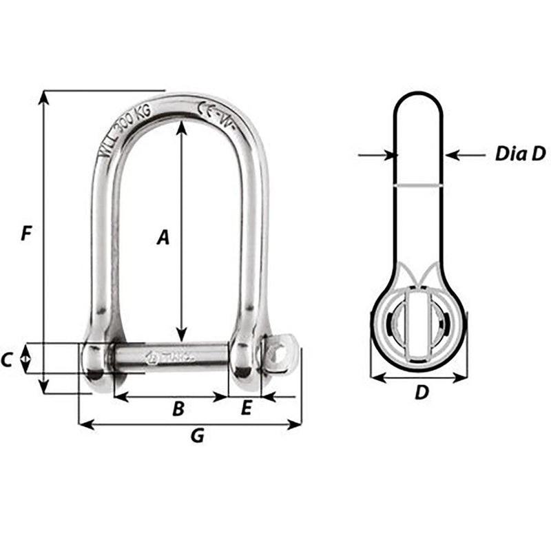 Wichard Self-Locking Large Opening Shackle - 6mm Diameter - 1/4" [01263] - Essenbay Marine