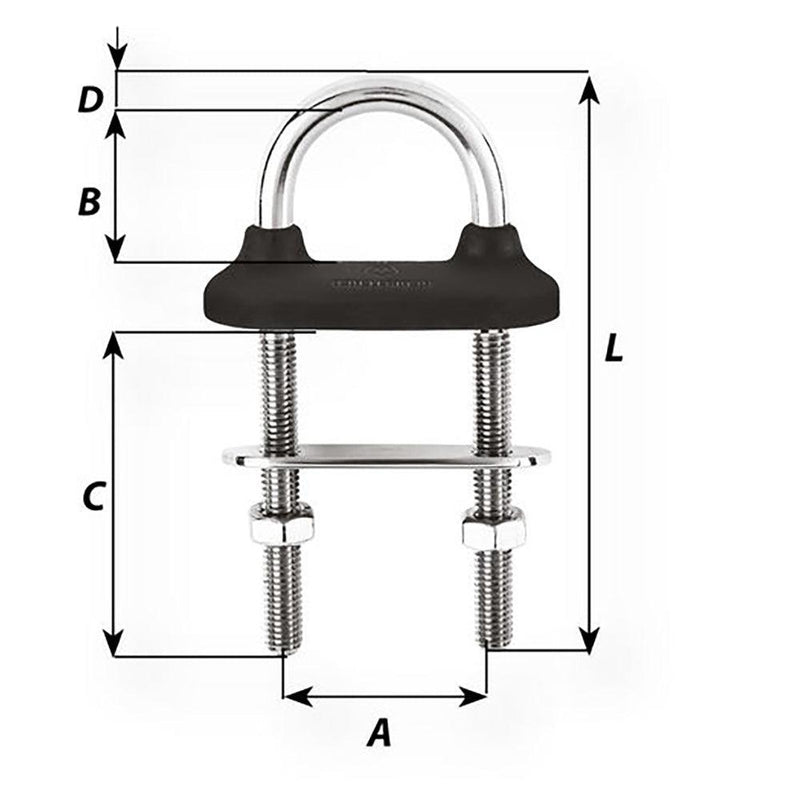 Wichard Black Watertight U-bolt - 5mm Diameter - 13/64" - 60mm Length - 2-23/64" [65321] - Essenbay Marine