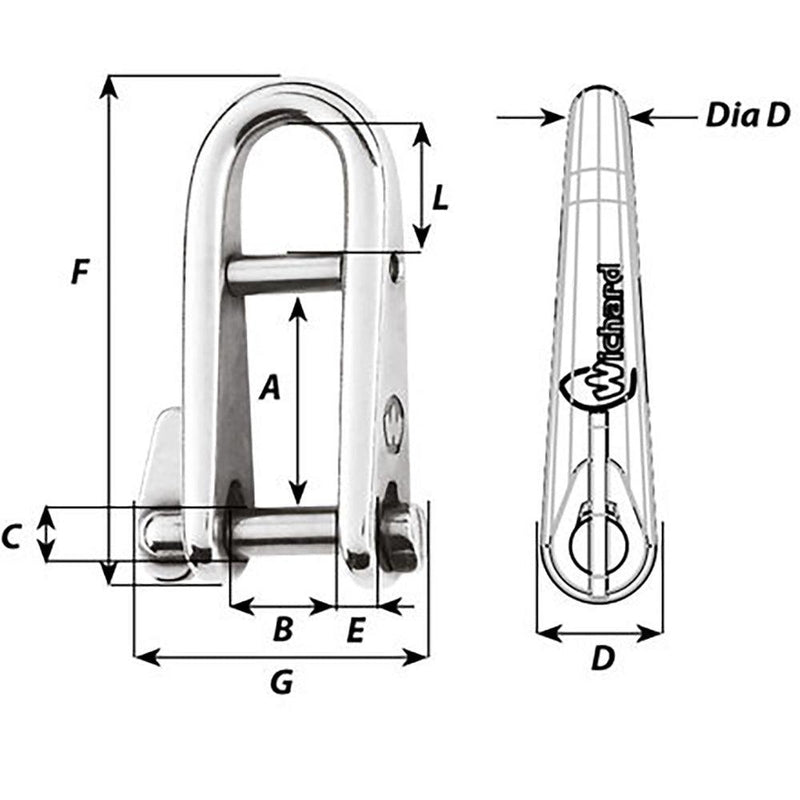 Wichard HR Key Pin Shackle With Bar - 5mm Pin Diameter [91432] - Essenbay Marine