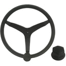 Uflex - V46 - 13.5" Stainless Steel Steering Wheel w/Speed Knob  Chrome Nut - Black [V46B KIT] - Essenbay Marine