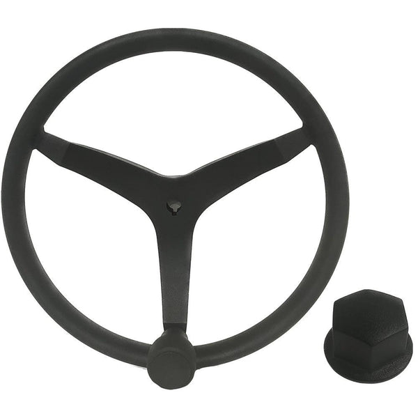 Uflex - V46 - 13.5" Stainless Steel Steering Wheel w/Speed Knob  Chrome Nut - Black [V46B KIT] - Essenbay Marine