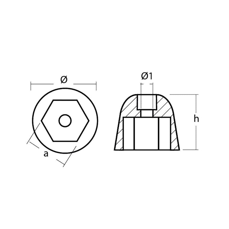 Tecnoseal Zinc Sidepower - Sleipner Propeller Nut Anode [01051] - Essenbay Marine