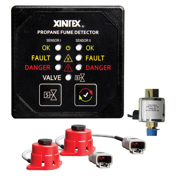 Fireboy-Xintex Propane Fume Detector, 2 Channel, 2 Sensors, Solenoid Valve  Control  20 Cable - 24V DC [P-2BS-24-R] - Essenbay Marine