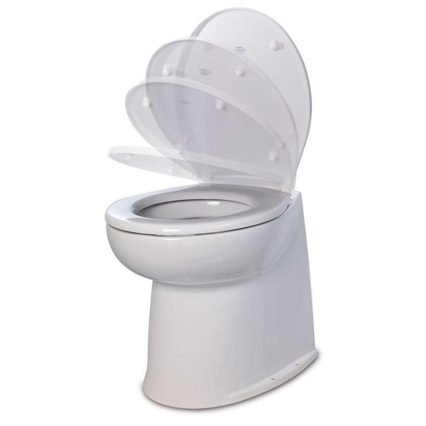 Jabsco Deluxe Flush 14" Straight Back 12V Freshwater Electric Marine Toilet w/Solenoid Valve  Soft Close Lid [58080-3012] - Essenbay Marine