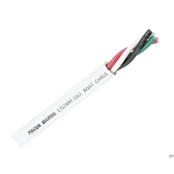 Pacer Round 4 Conductor Cable - 100 - 16/4 AWG - Black, Green, Red  White [WR16/4-100] - Essenbay Marine