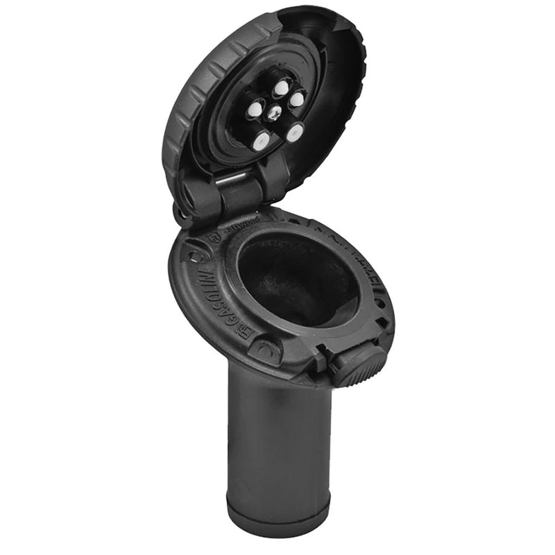 Attwood Deck Fill f/Carbon Canister System - Angled Body  Scalloped Black Plastic Cap [99DFCCAB1S] - Essenbay Marine