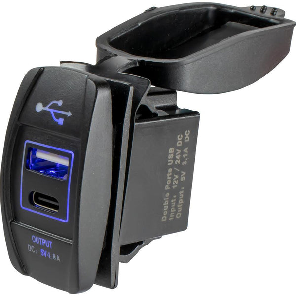 Sea-Dog USB  USB-C Rocker Switch Style Power Socket [426521-1] - Essenbay Marine