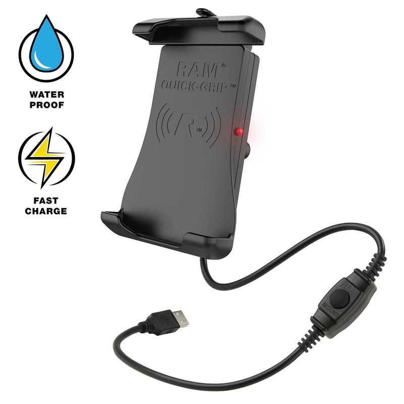 RAM Mount RAM Quick-Grip 15W Waterproof Wireless Charging Holder w/Ball [RAM-HOL-UN14WB-1] - Essenbay Marine