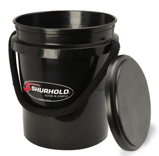 Shurhold Black 5 Gallon Bucket with rope handle.  # 53361 W/ Bucket Seat Lid - Essenbay Marine