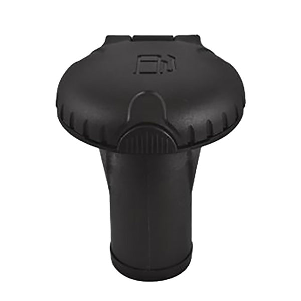Attwood Deck Fills f/Pressure Relief Systems - Straight Body - Scalloped Black Plastic Cap [99DFPVSB1S] - Essenbay Marine