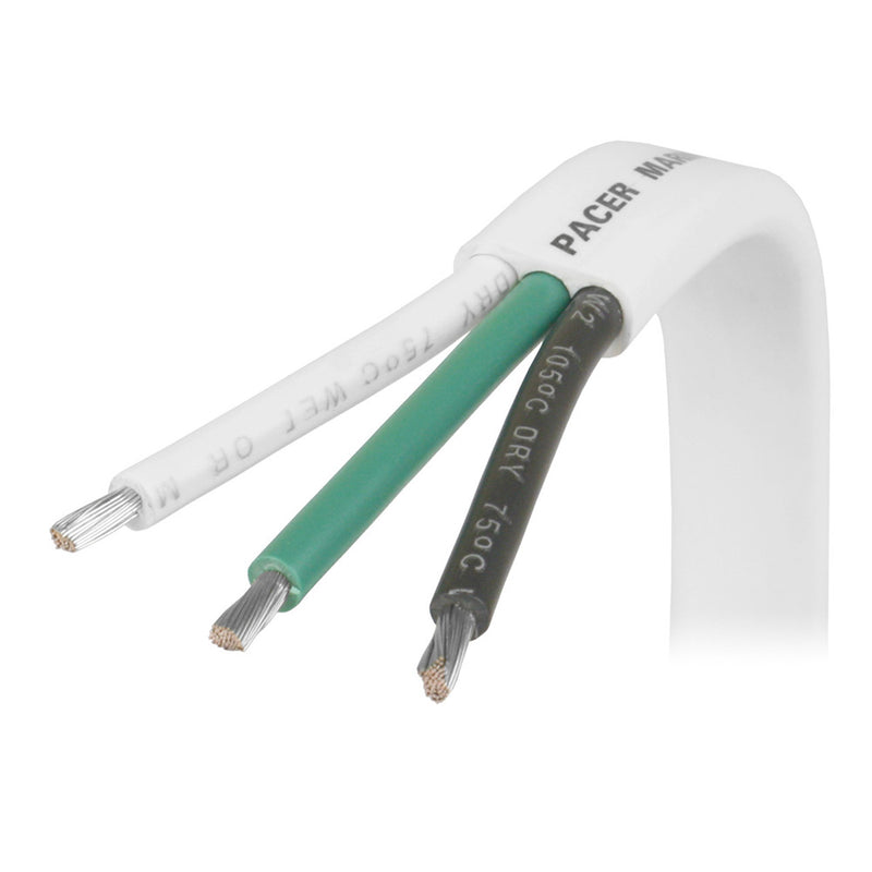 Pacer White Triplex Cable - 14/3 AWG - Black/Green/White - Sold by the Foot [W14/3-FT] - Essenbay Marine