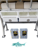 Key West Leaning Post with Flip Up Bolsters and Rod Holders & Tackle Unit Option - Essenbay Marine