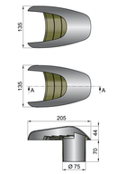 VETUS Shell Ventilator TYPHOON, 75 mm, Stainless Steel (AISI 316) Part TYP75 - Essenbay Marine