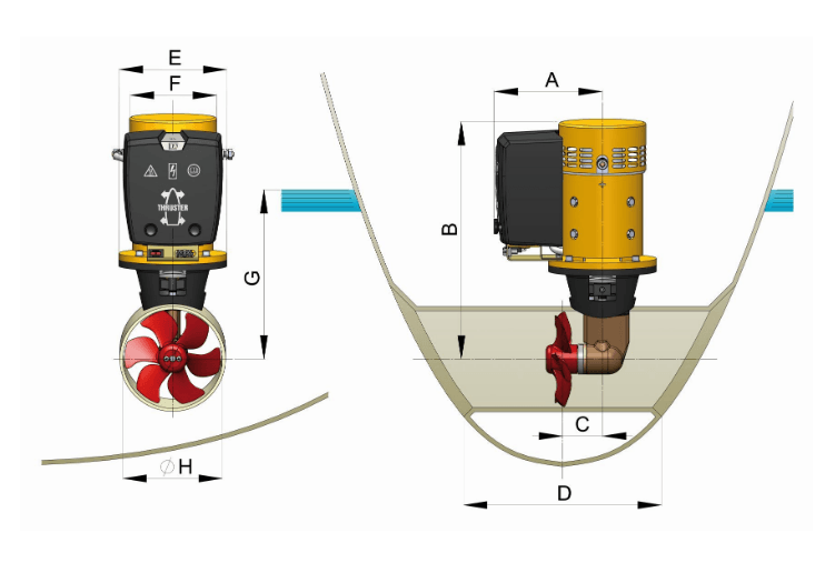 Vetus Bow Thruster 95 kgf, 12 V, Tunnel Ø 185 mm. Part BOW9512D - Essenbay Marine