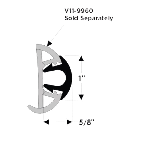 TACO Marine Flexible Vinyl Insert for SuproFlex Rub Rail 60' Black, V12-9975BKA60 - Essenbay Marine