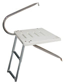 JIf Marine EKU O/B Transom Platform Two Step Ladder & One Stainless Steel Arms Bottom Mount - Essenbay Marine