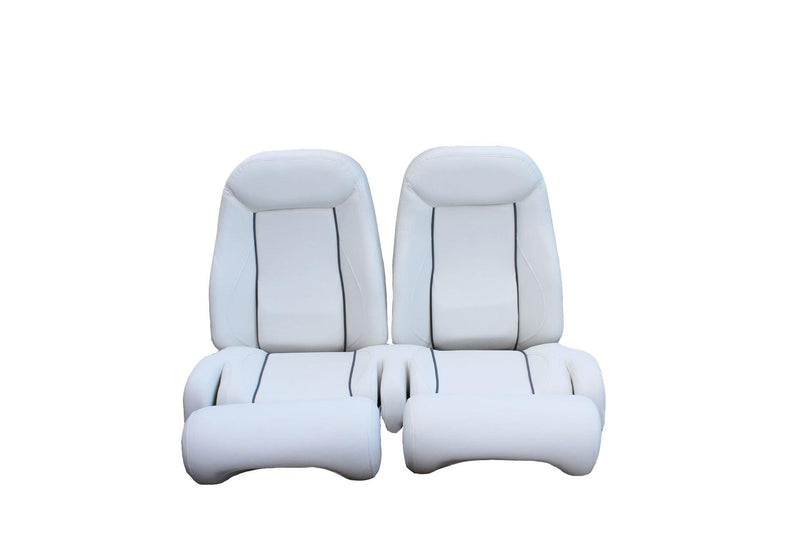 White Helm Chair with Grey Piping - Essenbay Marine