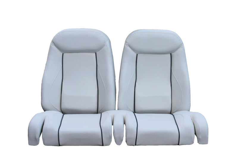 White Helm Chair with Grey Piping - Essenbay Marine