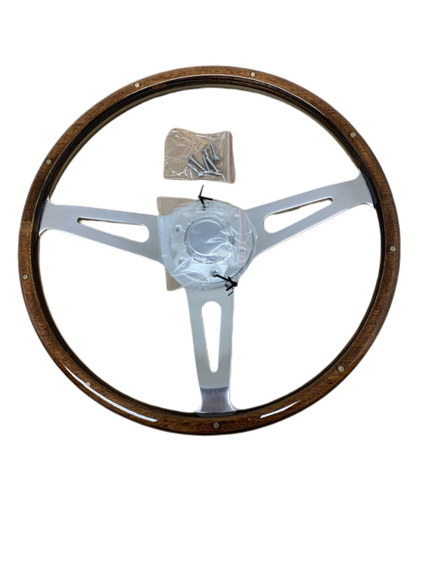 Larson Boats 14.5" Dark Wood High Polished Aluminum 3 Spoke STWHW103 Mustang - Essenbay Marine