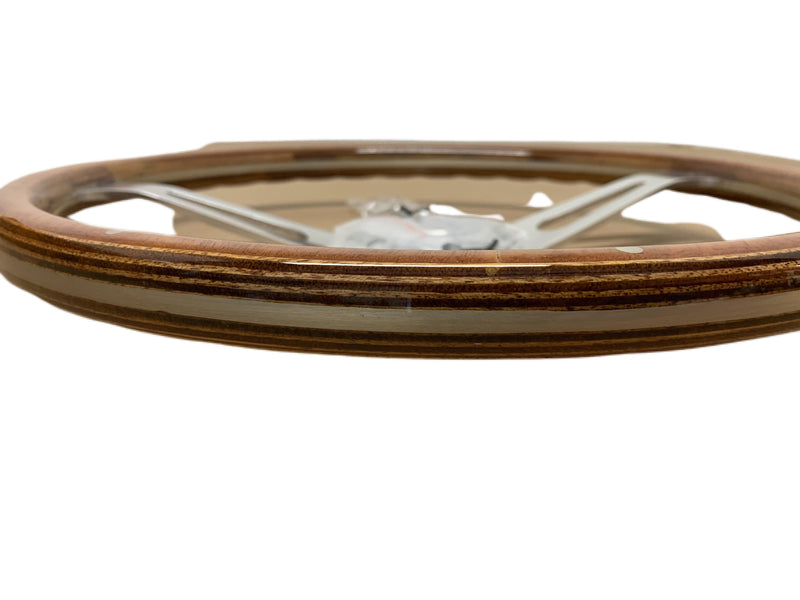 Larson Boats 14.5" Steering Wheel Wood High Polished Aluminum 3 Spoke Mustang - Essenbay Marine