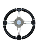 Z/Fisherman Boats 13" Steering Wheel SST Black / Polished Stainless STWHW194004 - Essenbay Marine