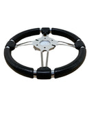 Z/Fisherman Boats 13" Steering Wheel SST Black / Polished Stainless STWHW194004 - Essenbay Marine