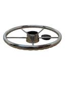13-1/2"" Destroyer Stainless Steel Steering Wheel 25Deg SSSW13.00X3.75-F Grip - Essenbay Marine