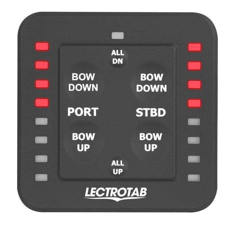 Black trim tab control switch with LED Tab Position Indicators SLC-11 - Essenbay Marine