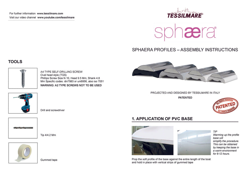 Tessilmare/Mate USA Sphaera PVC Base 25 & 316L Stainless Steel Bar Kit- White - Essenbay Marine