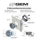 GEMLUX SS  2 "Slam Latch Locking, Beveled Face Kit