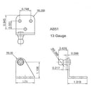 Gas Shock Angle Mounting Bracket 3 Hole 13 Gauge Black AB51B - Essenbay Marine