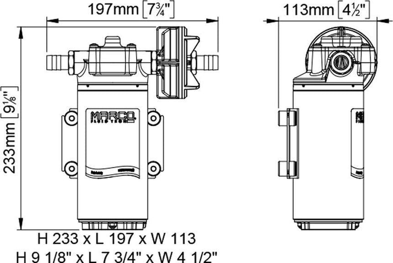 Marco/Mate USA M164-300-12 UP12 Bronze Gear Pump 12V 10.5 GPM - Essenbay Marine
