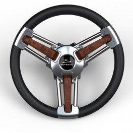 Schmitt Steering Wheel Burano 14" Burl Wood Polyurethane Stainless Steel Spokes Model PU105111-04 - Essenbay Marine