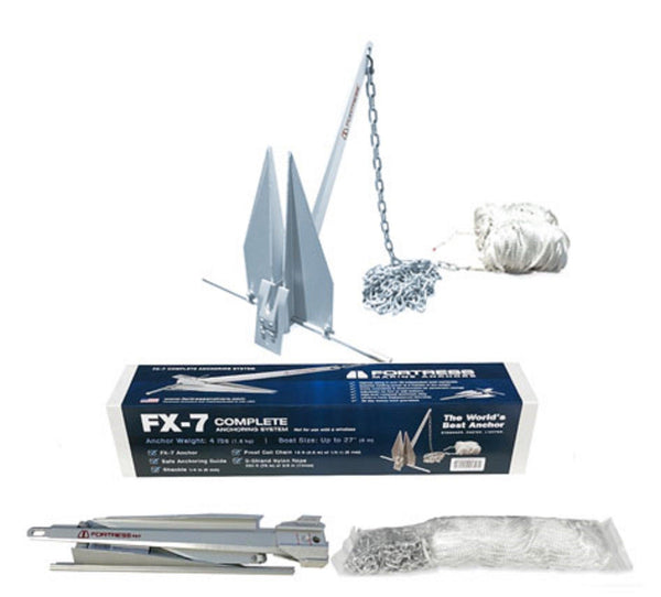 FORTRESS FX-7-AS 4LB Aluminum Anchor 16-27' Boats Complete Anchoring System - Essenbay Marine